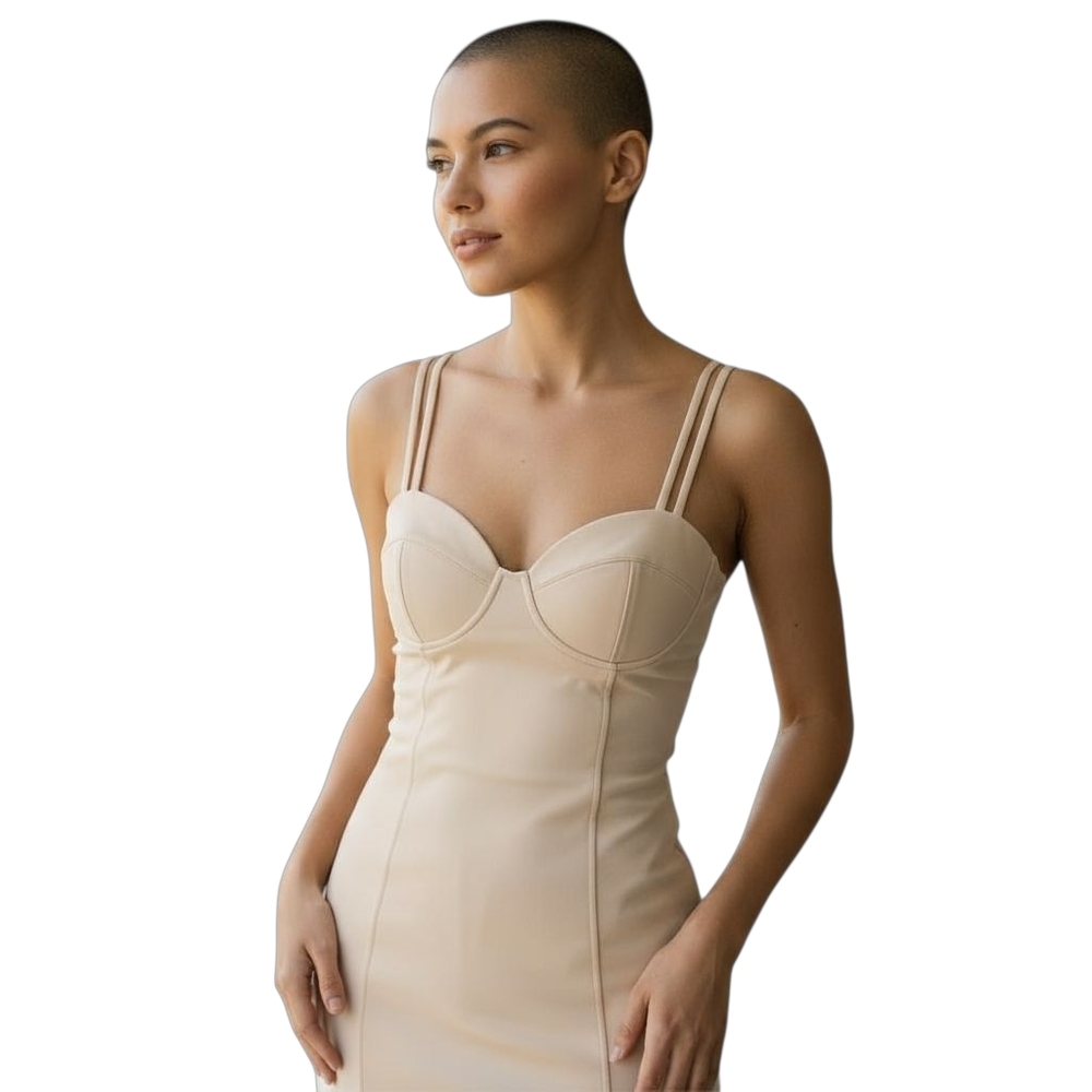 Zara Mini Dress Spaghetti Straps Beige Size XS